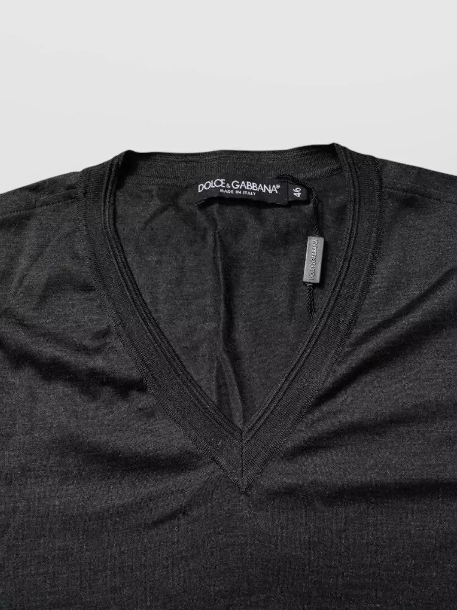 Dolce&Gabbana Silk V-Neck Short-Sleeve T-Shirt
