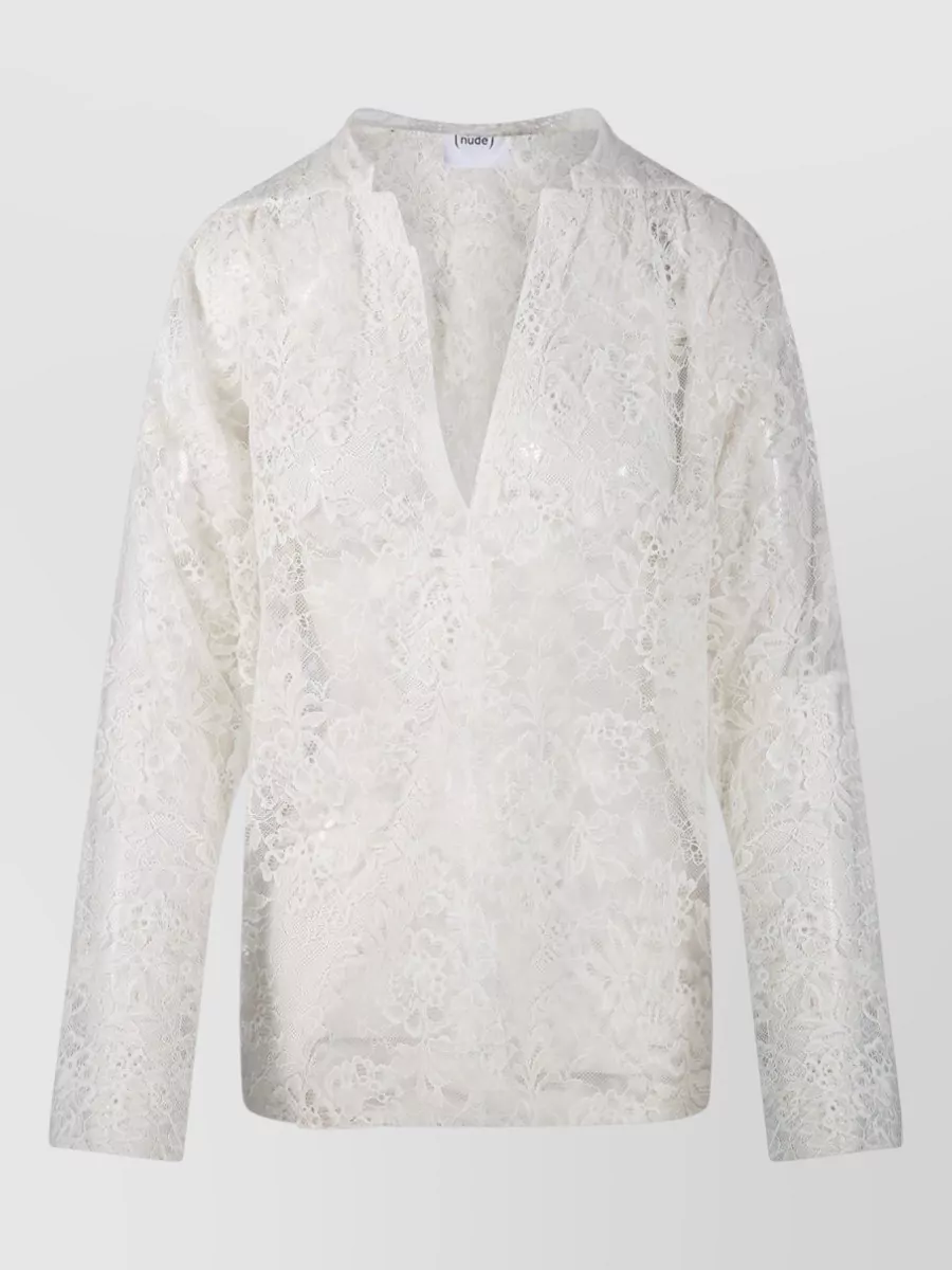 Nude Lace long sleeve blouse