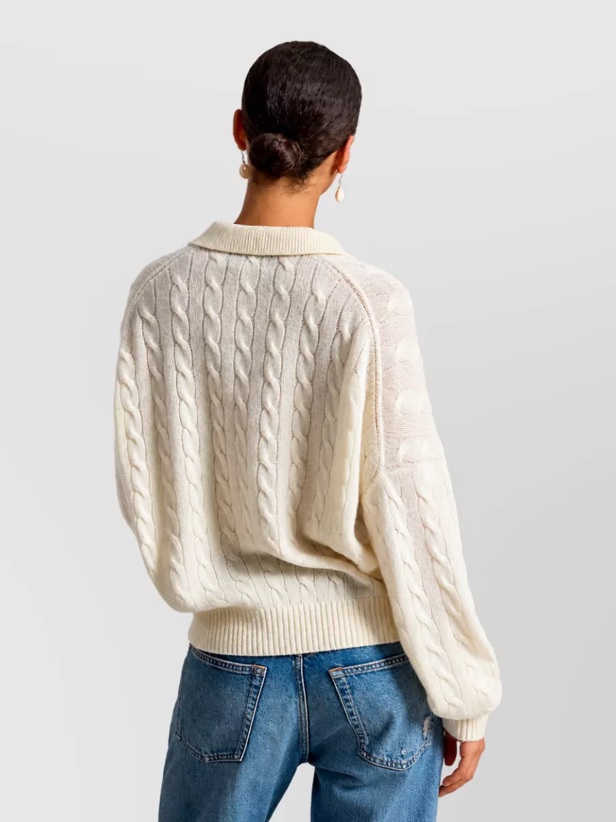Polo Ralph Lauren Cable-Knit Cashmere Wool Polo Sweater