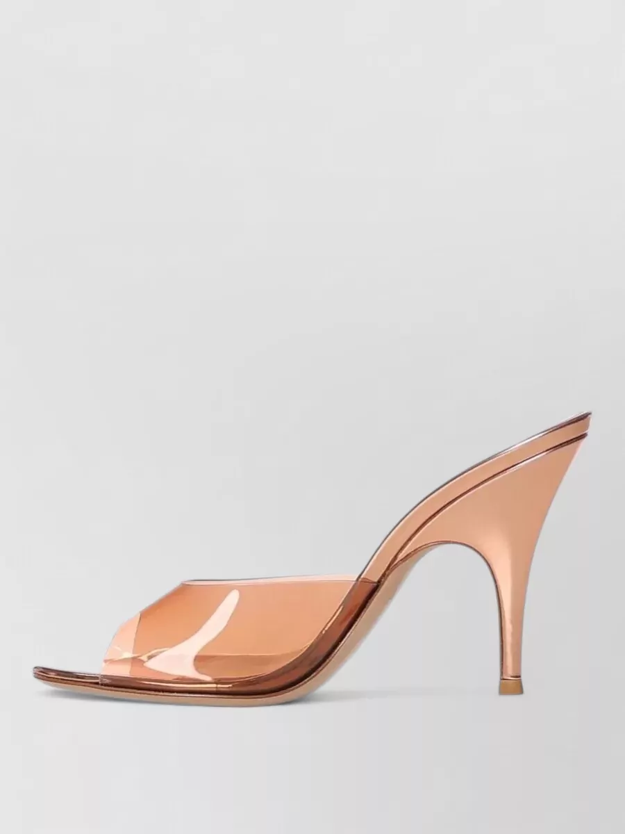 Gianvito Rossi Glass Metal Mid Heel Peep Toe Sandals