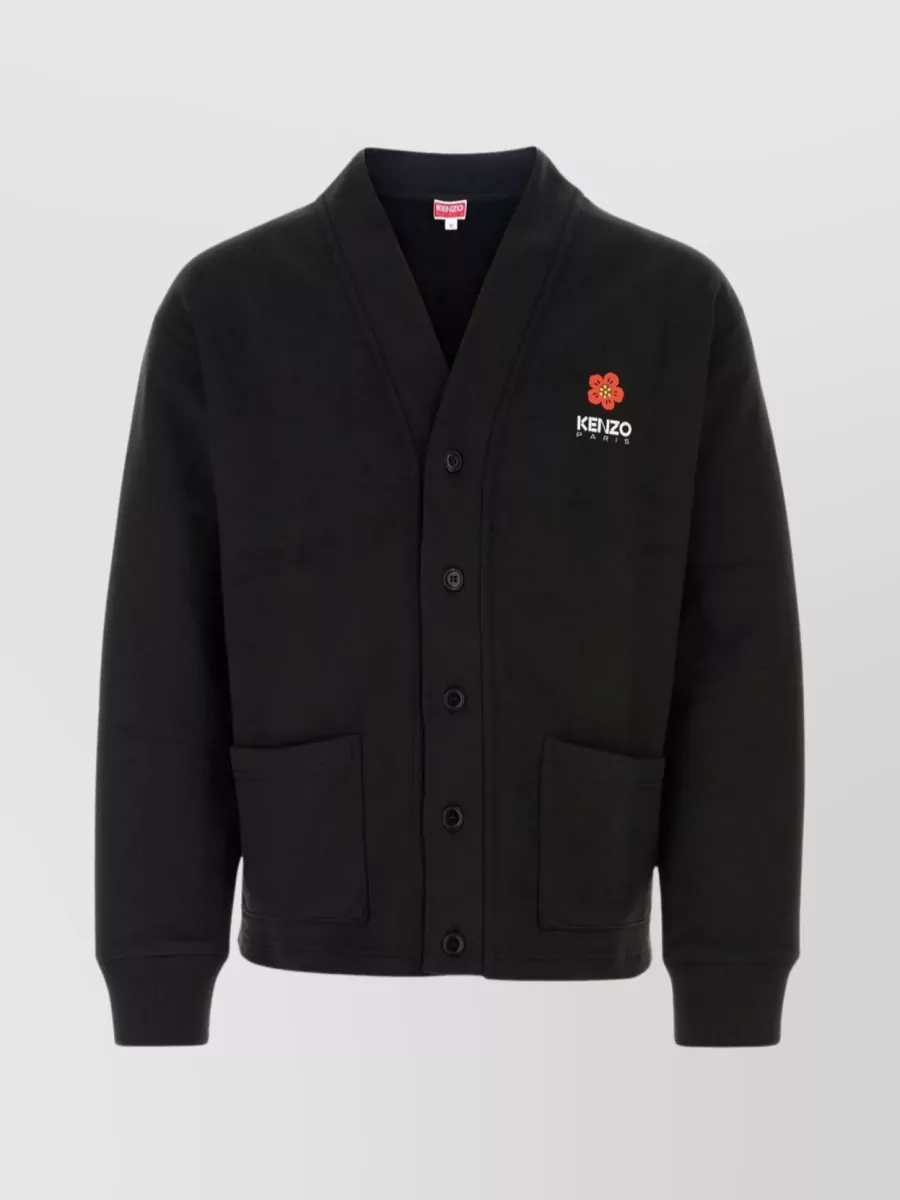 Kenzo Floral Embroidered Cotton Cardigan
