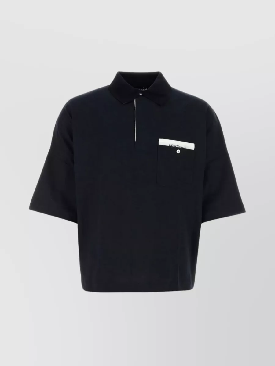 Shop Palm Angels Sartorial Relaxed Fit Cotton Polo In Black