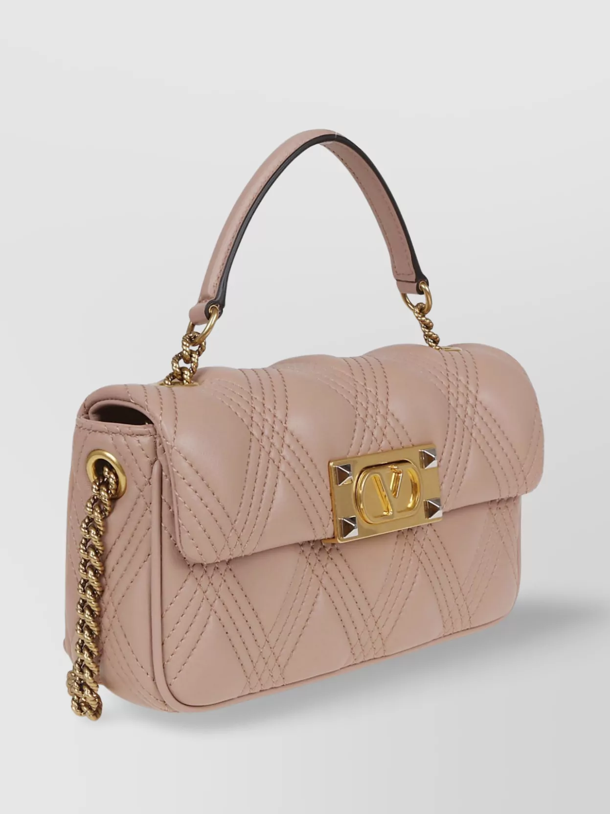 Valentino Garavani Quilted Top Handle Bag With Chain Strap