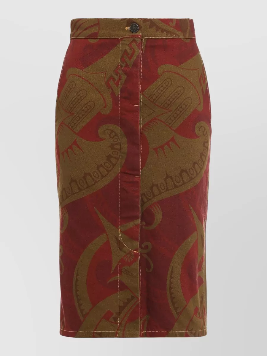 Vivienne Westwood High Waist Midi Skirt Printed Cotton