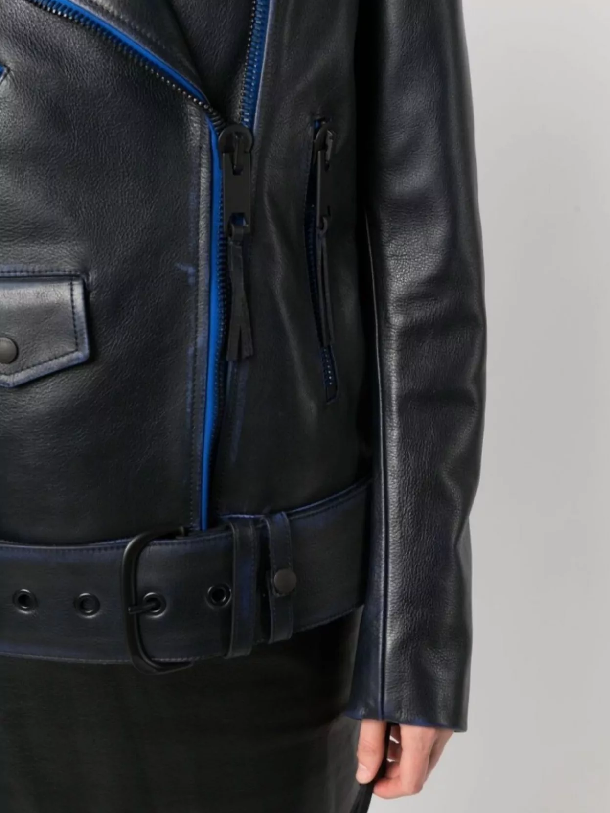 Off-White Leather Jacket Contrasting Trim