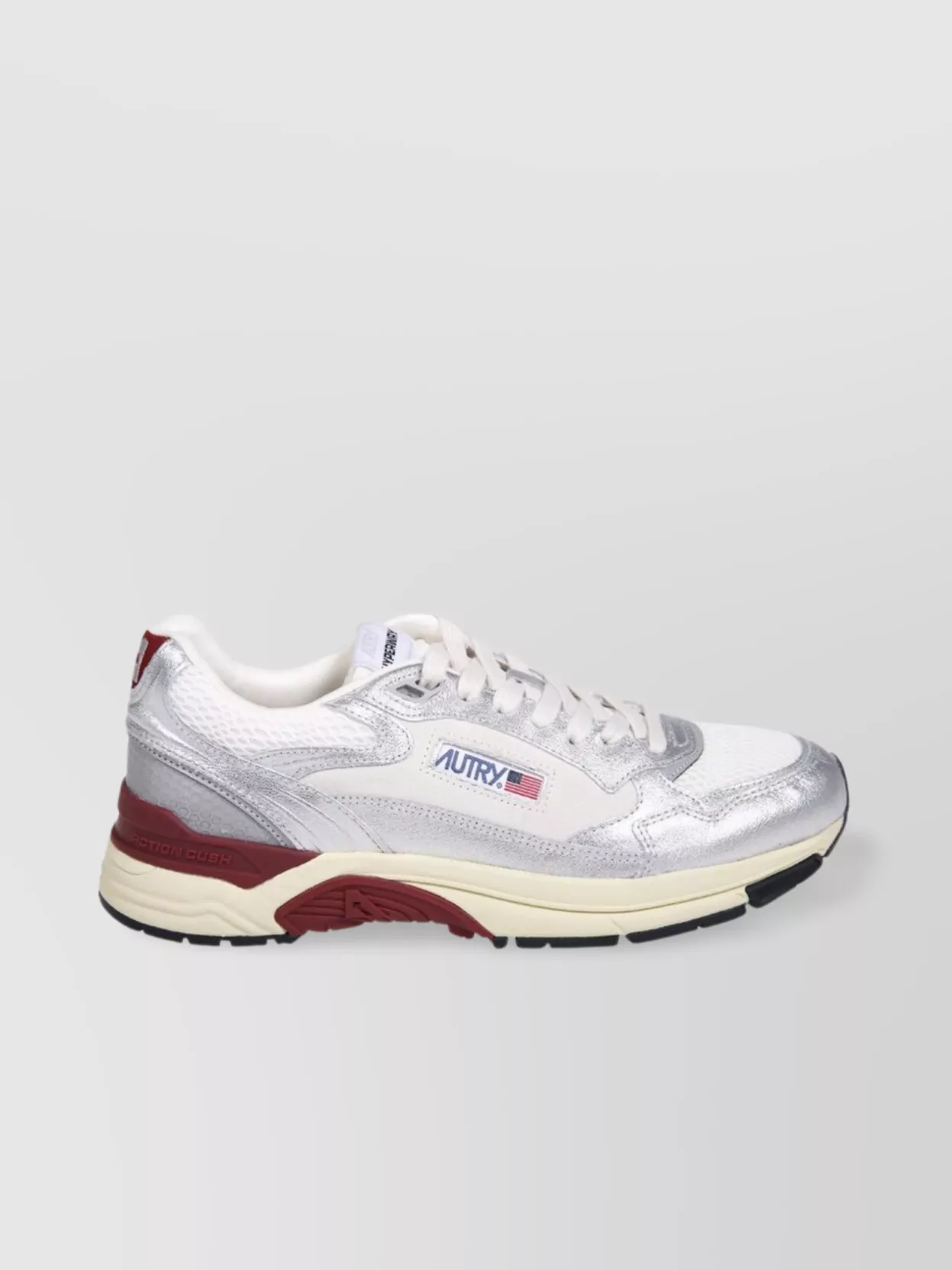 Autry Low Top Sneaker With Contrast Sole And Mesh Panels In Red