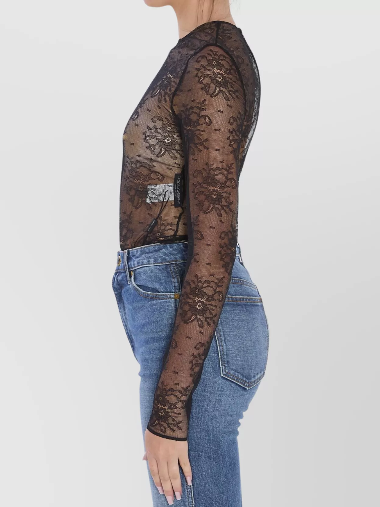 Dolce&Gabbana Floral Lace Long Sleeve Bodysuit