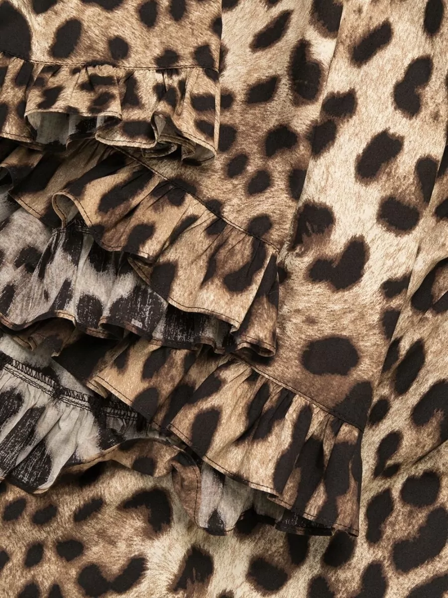 Dolce&Gabbana Animal Print Off Shoulder Short Dress