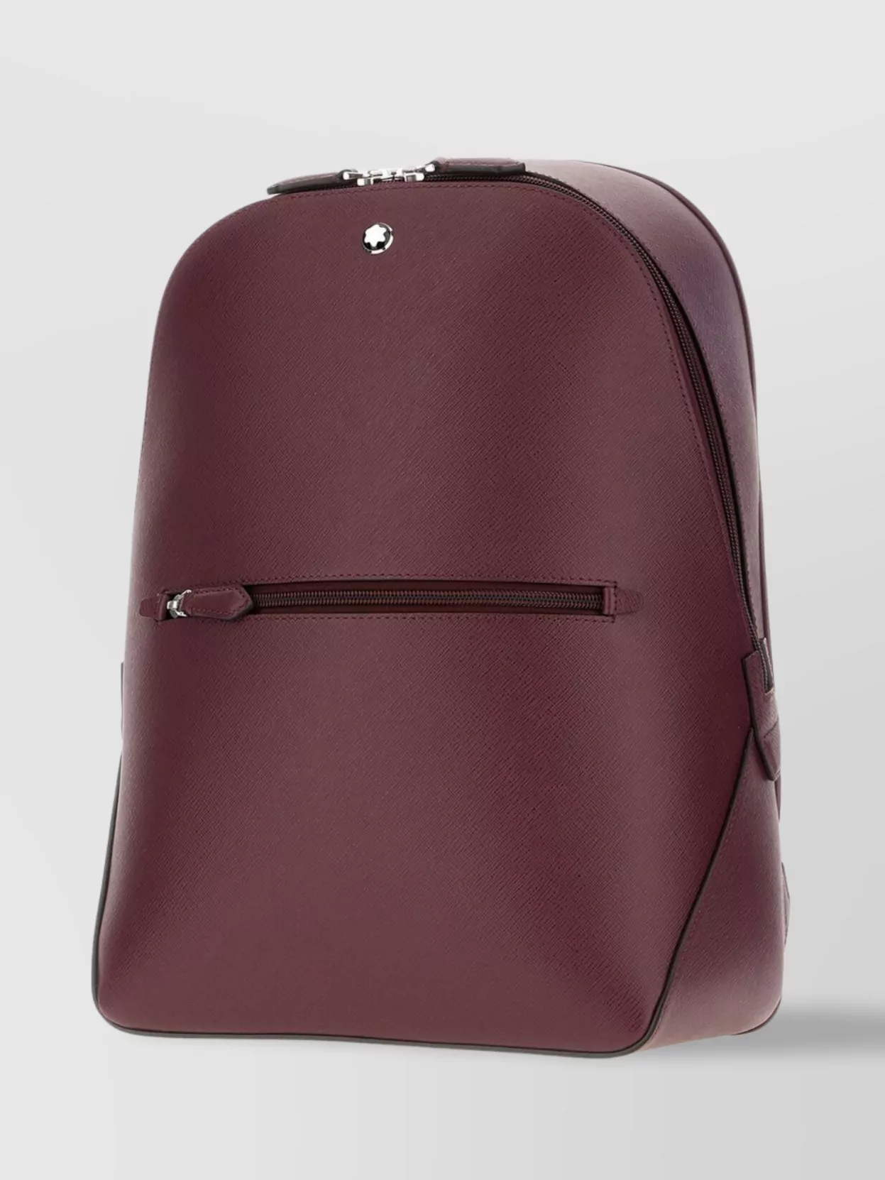 Montblanc Leather Backpack With Adjustable Straps And Front Zip Pocket