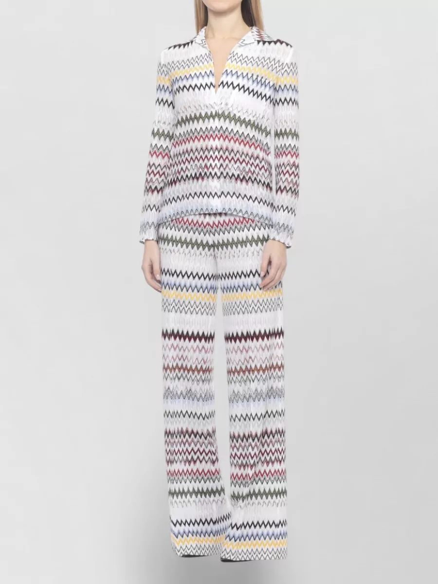 Missoni Printed V-Neck Long-Sleeve Blouse
