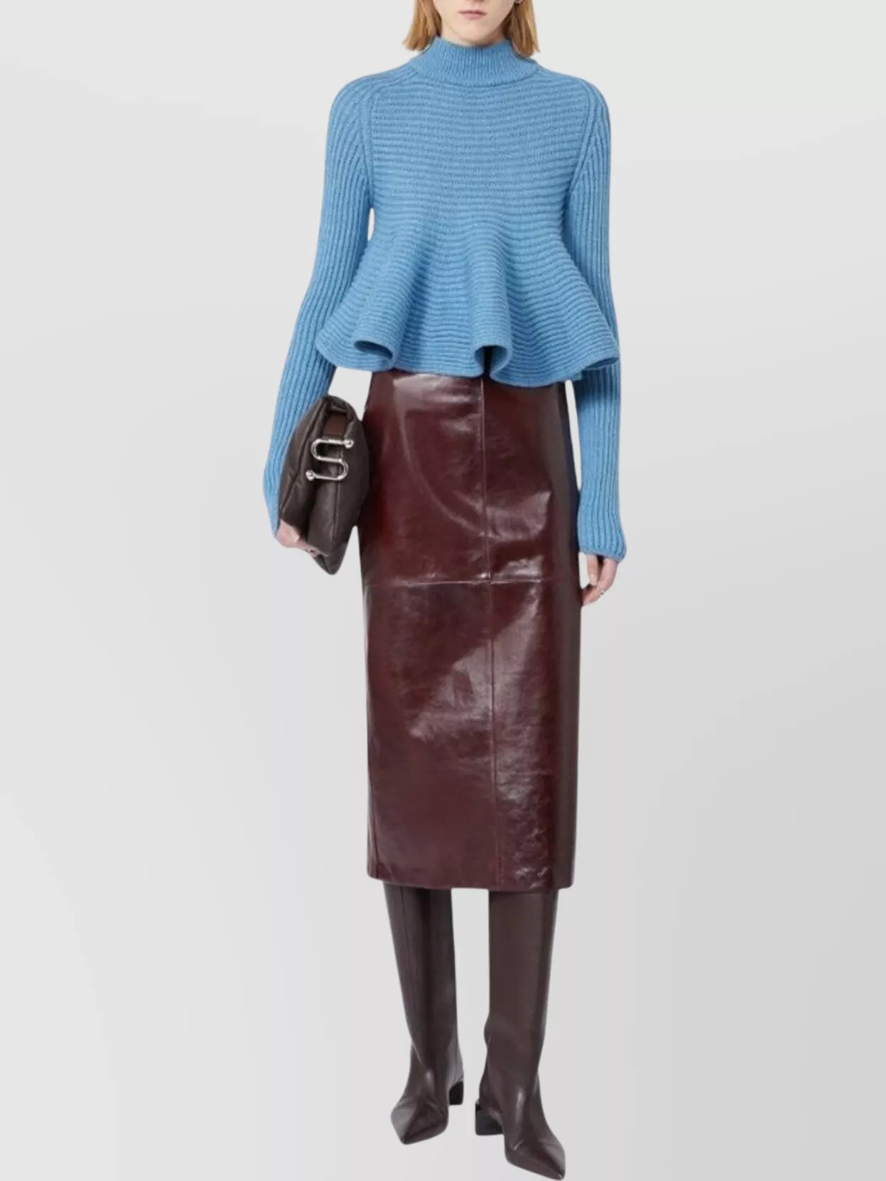 Sportmax Leather High Waist Pencil Skirt