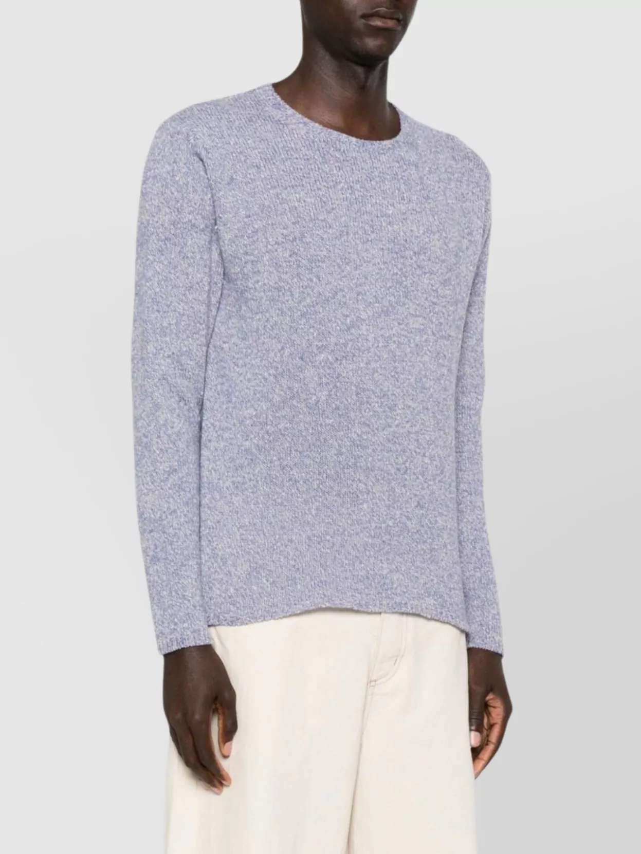 Auralee Textured Wool Silk Blend Crewneck Sweater In Blue