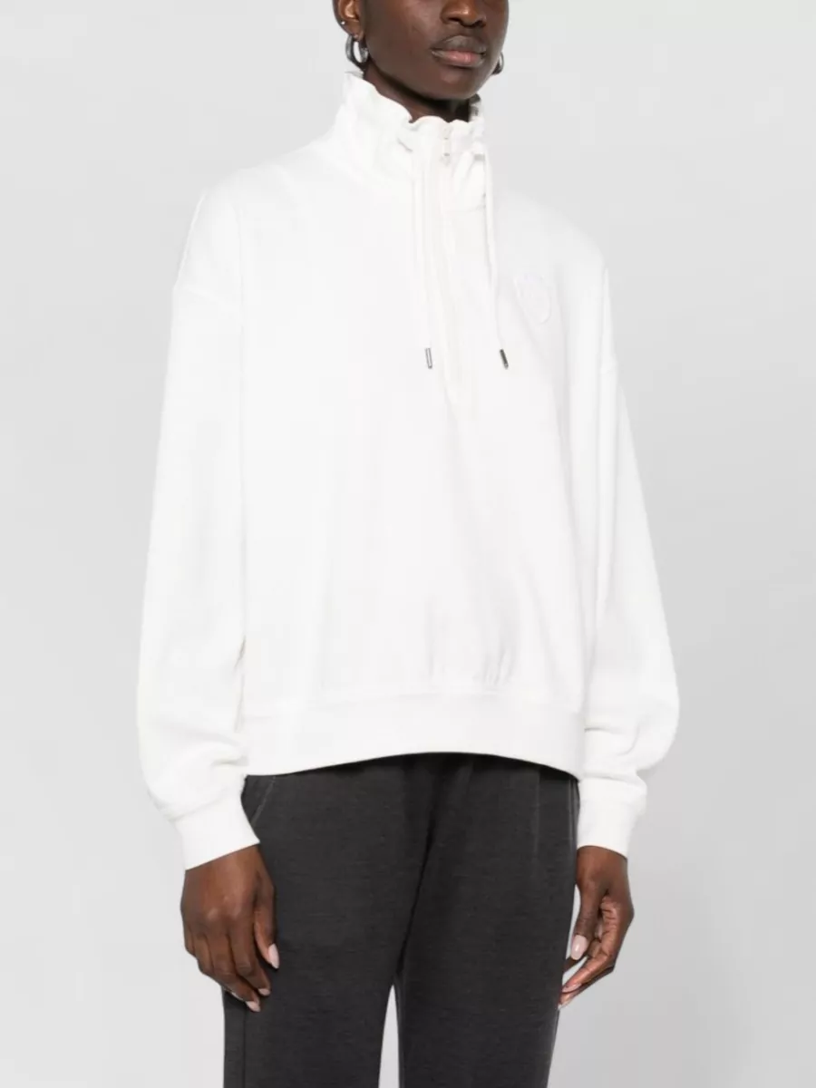 Brunello Cucinelli Cotton Half Zip Logo Patch Sweatshirt