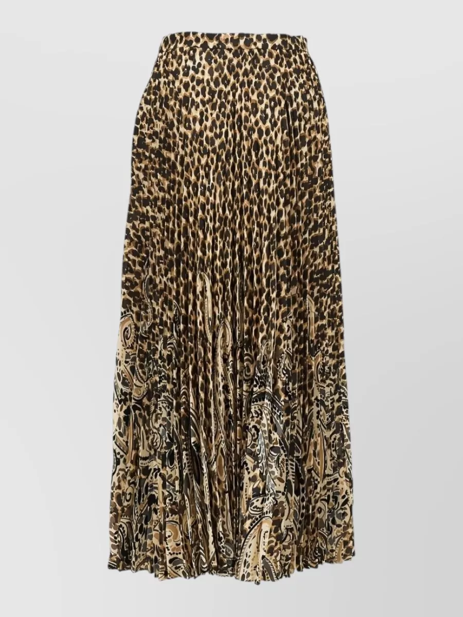 Etro printed pleated midi skirt