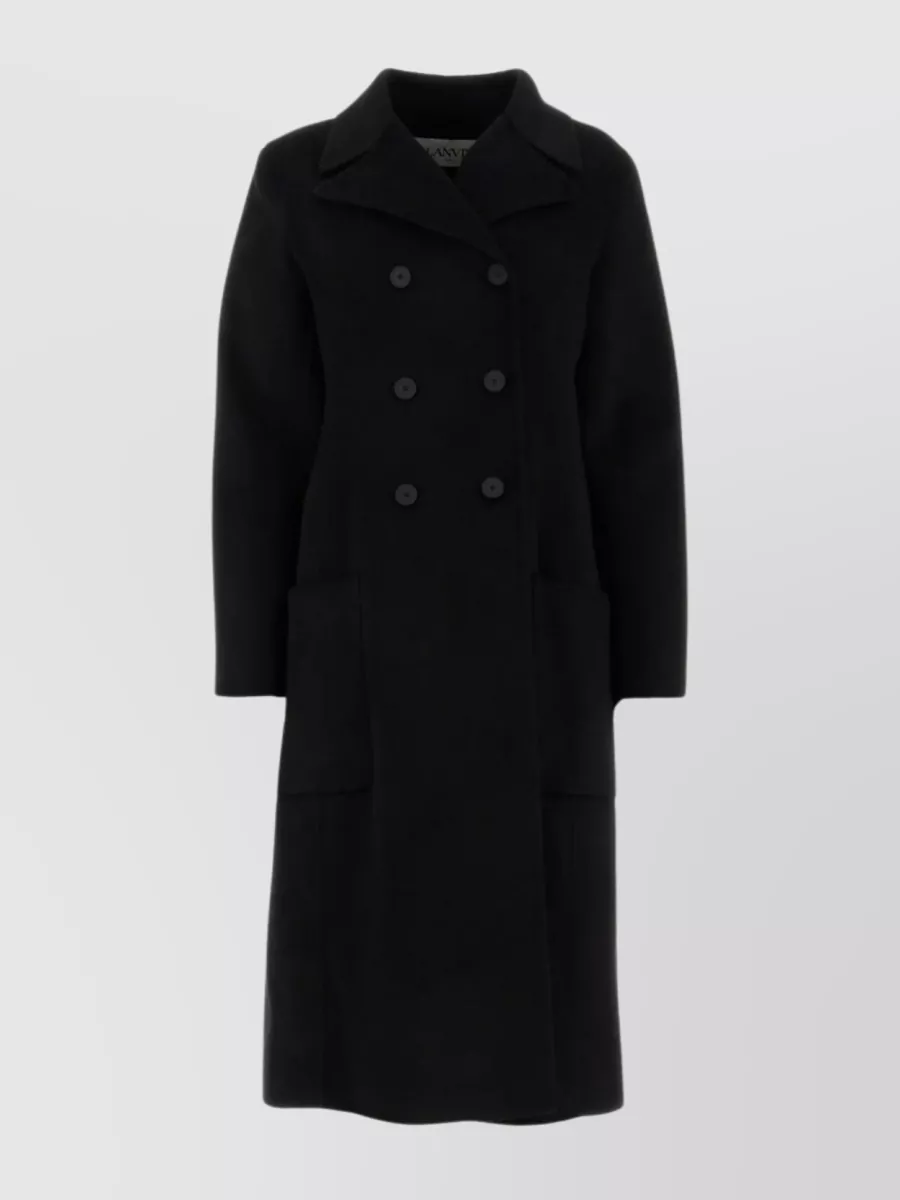 Shop Lanvin Sophisticated Double-breasted Cashmere Coat In Black