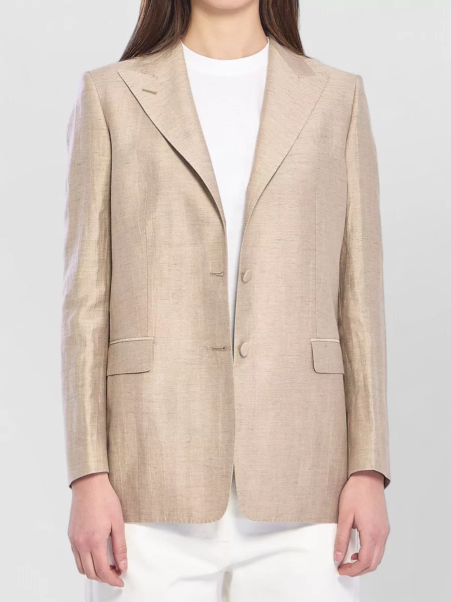 Tagliatore single-breasted linen blend blazer
