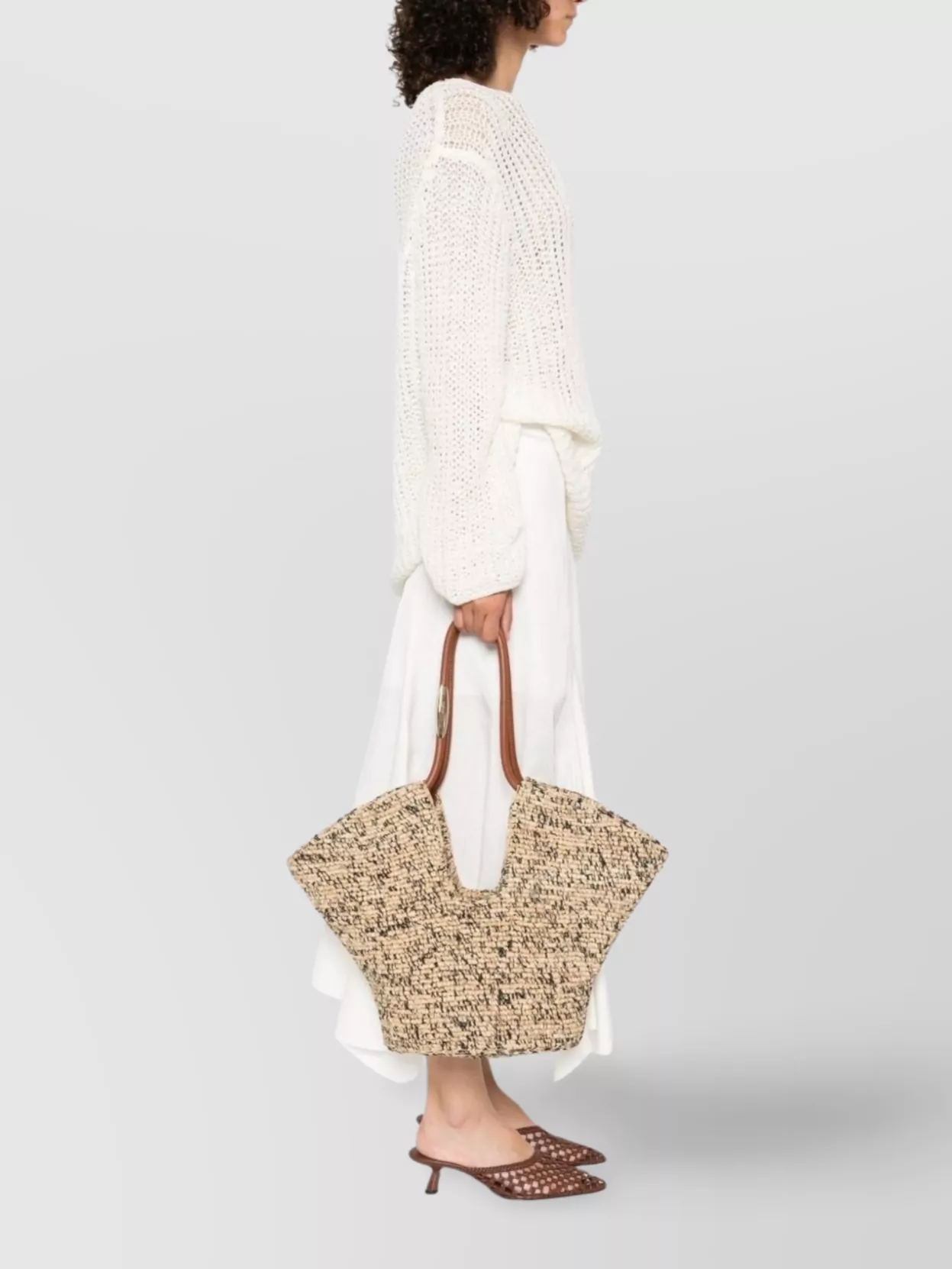 Zimmermann Medium Rafia Tote With Woven Texture And Dual Handles