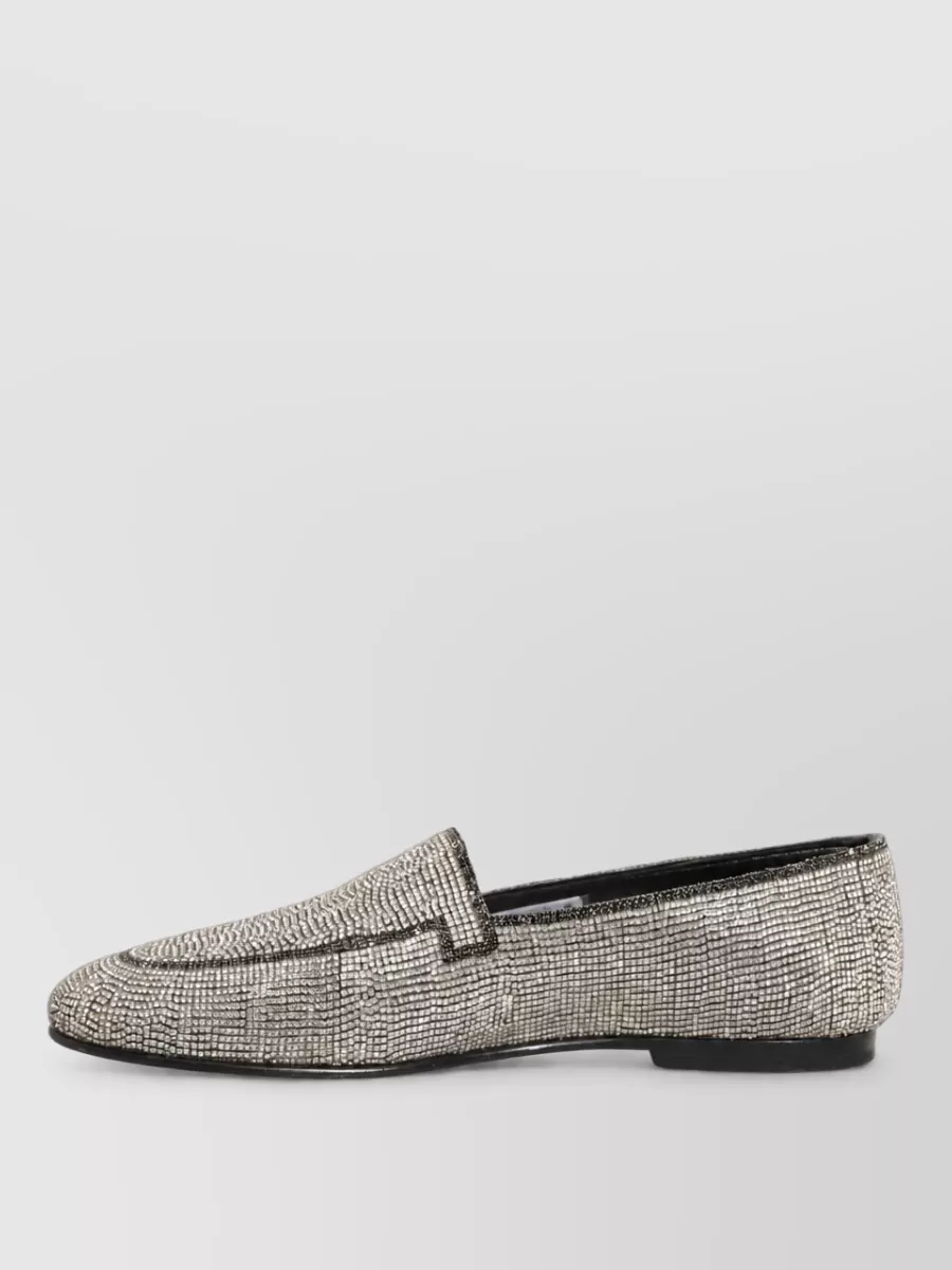 Dolce&Gabbana Leather Crystal Embellished Slippers