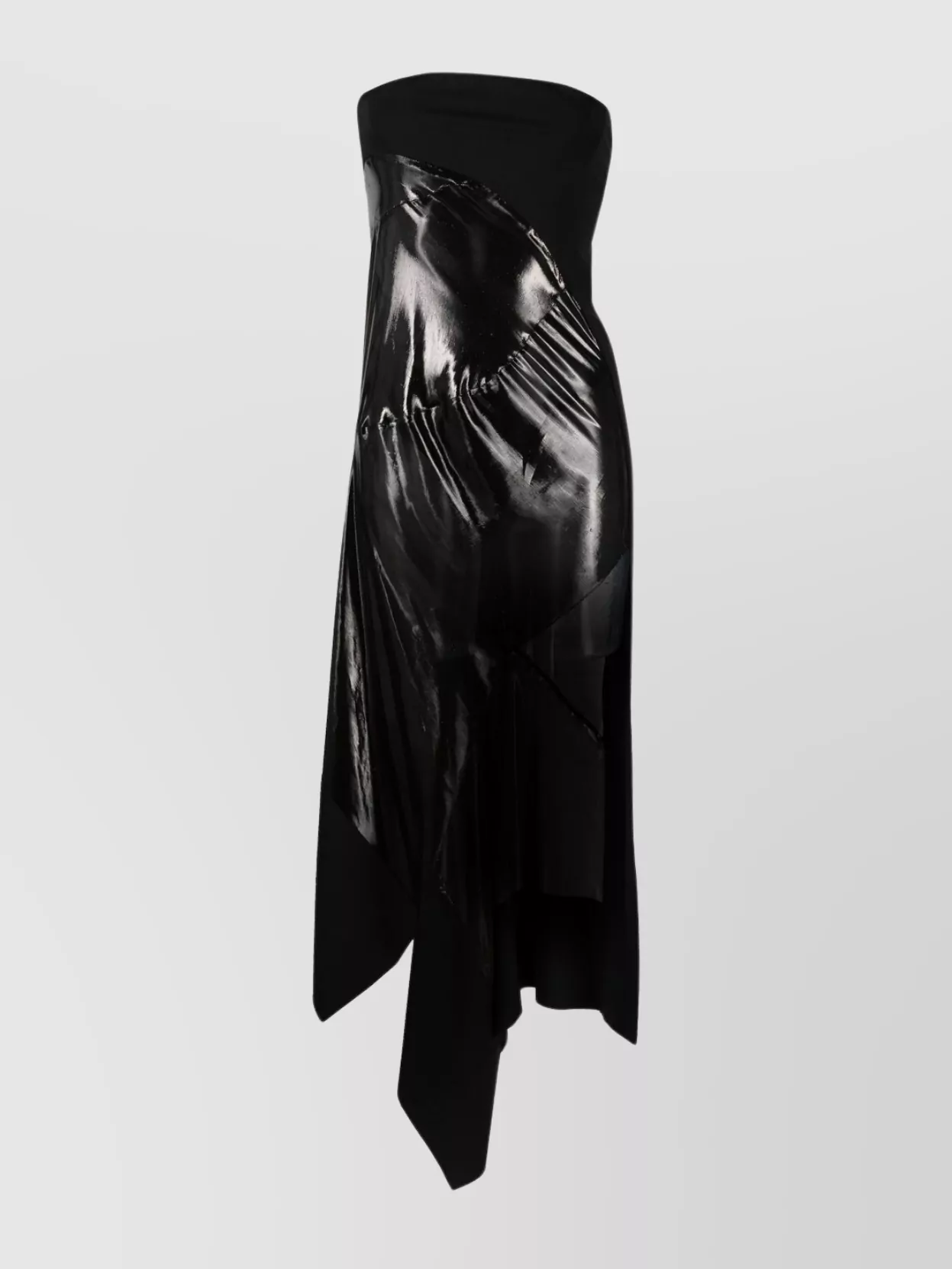 Shop Mugler Asymmetric Bandeau Silk Blend Dress In Black