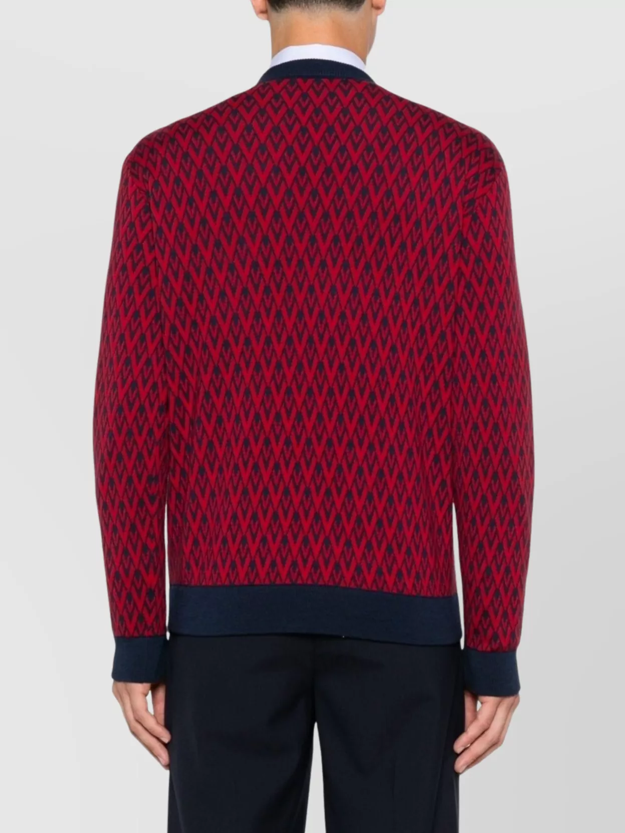 Valentino Garavani Jacquard Pattern Wool V Neck Sweater