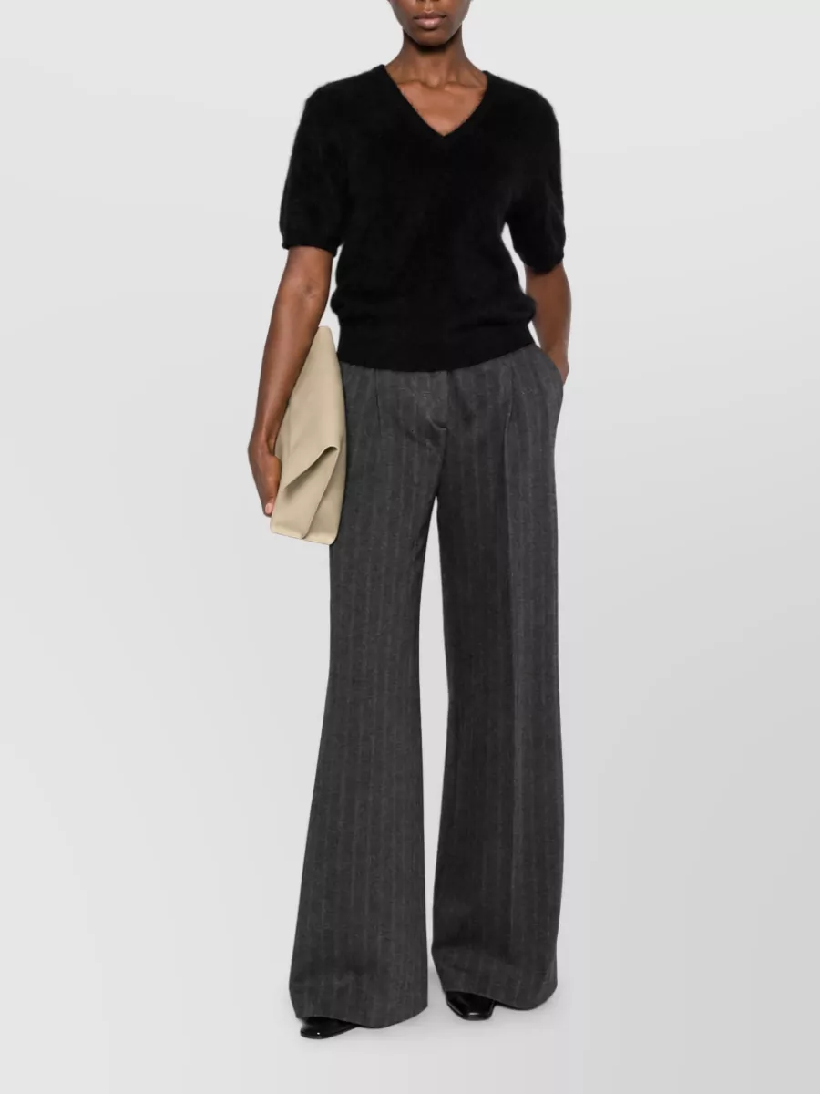 Via Masini 80 Pinstripe Wide-Leg Trousers
