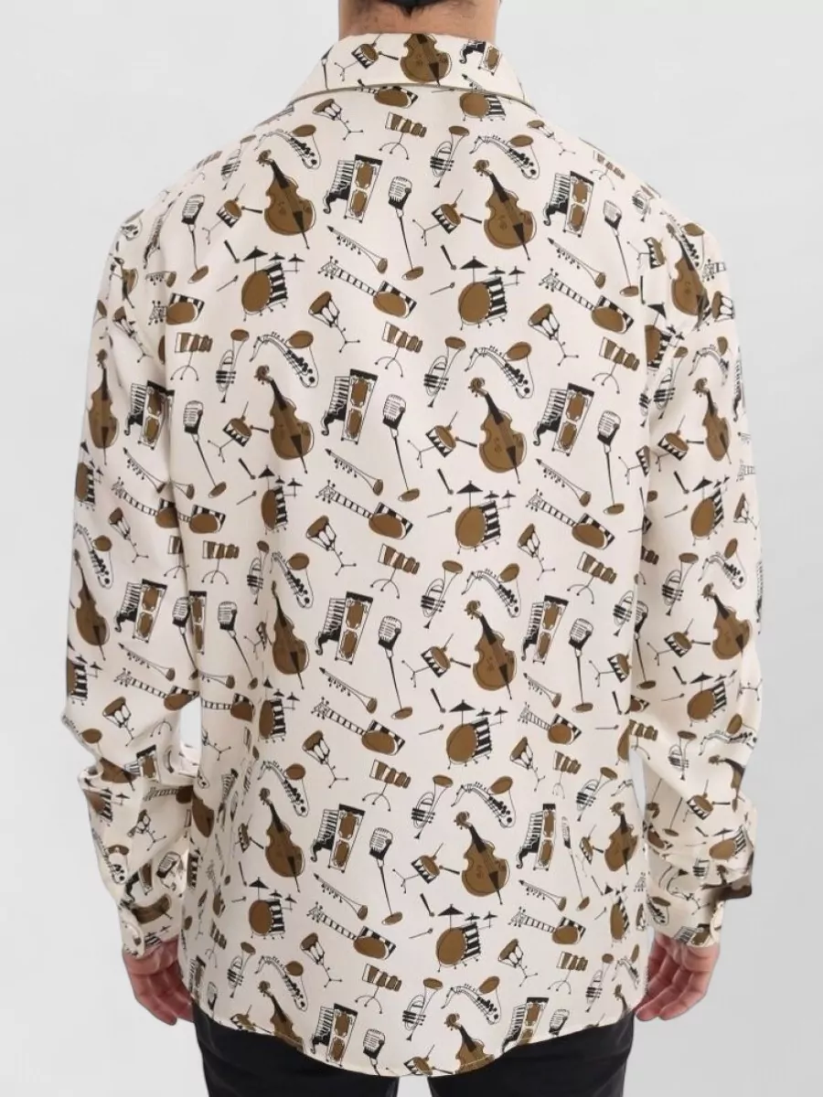 Dolce&Gabbana Silk Printed Long-Sleeve Shirt