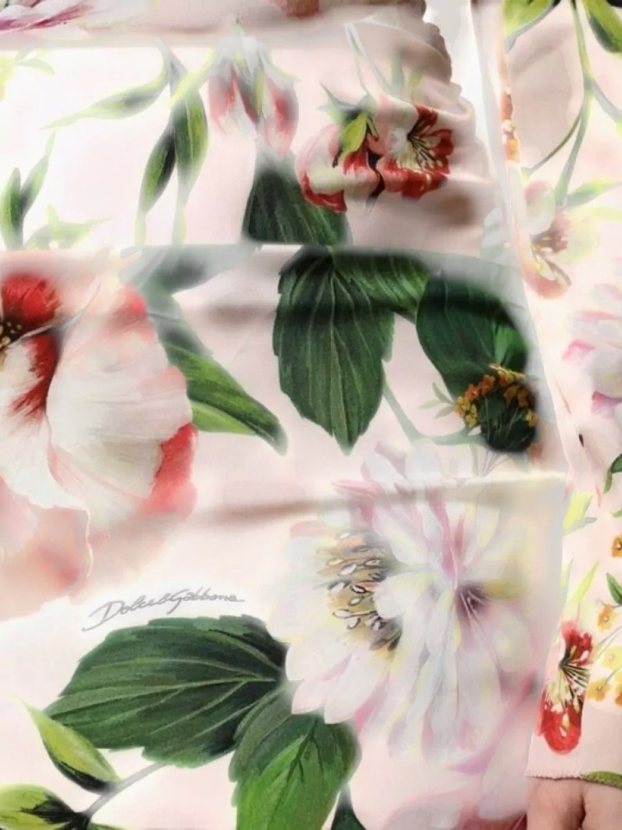 Dolce&Gabbana Silk Floral-Print Long-Sleeve Midi Dress