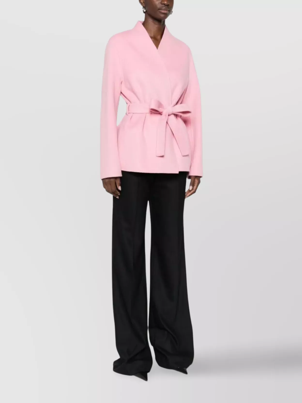 Ermanno Firenze Belted Long Sleeve Coat Side Pockets