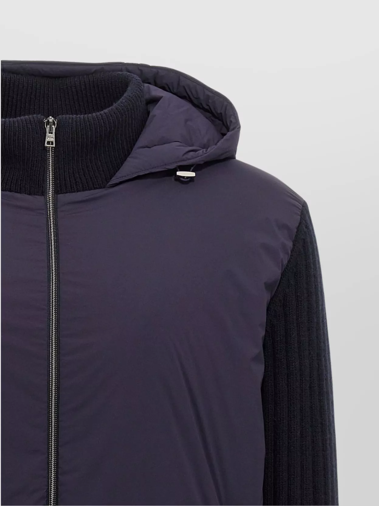 Herno Hooded Quilted Jacket Knitted Insert