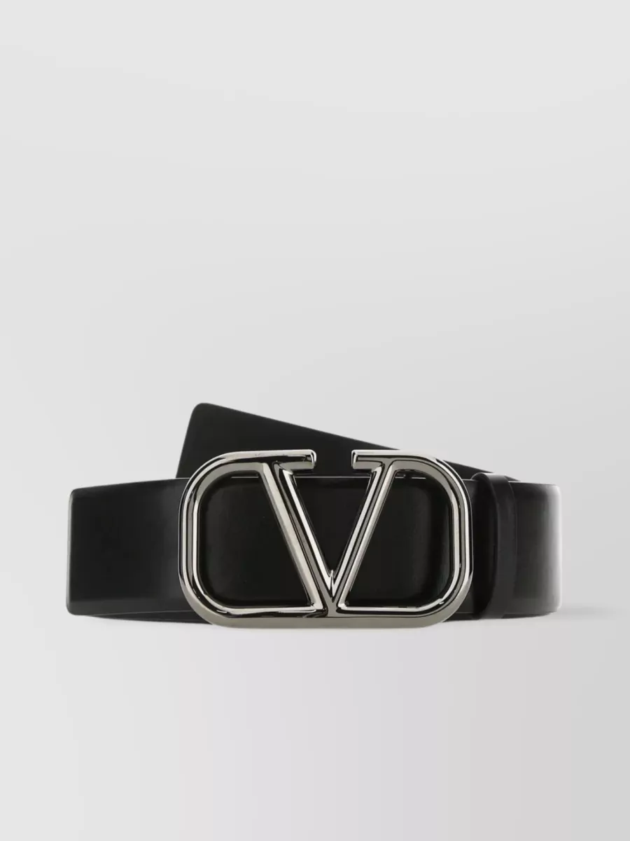 Shop Valentino Leather Vlogo Signature Belt In Black
