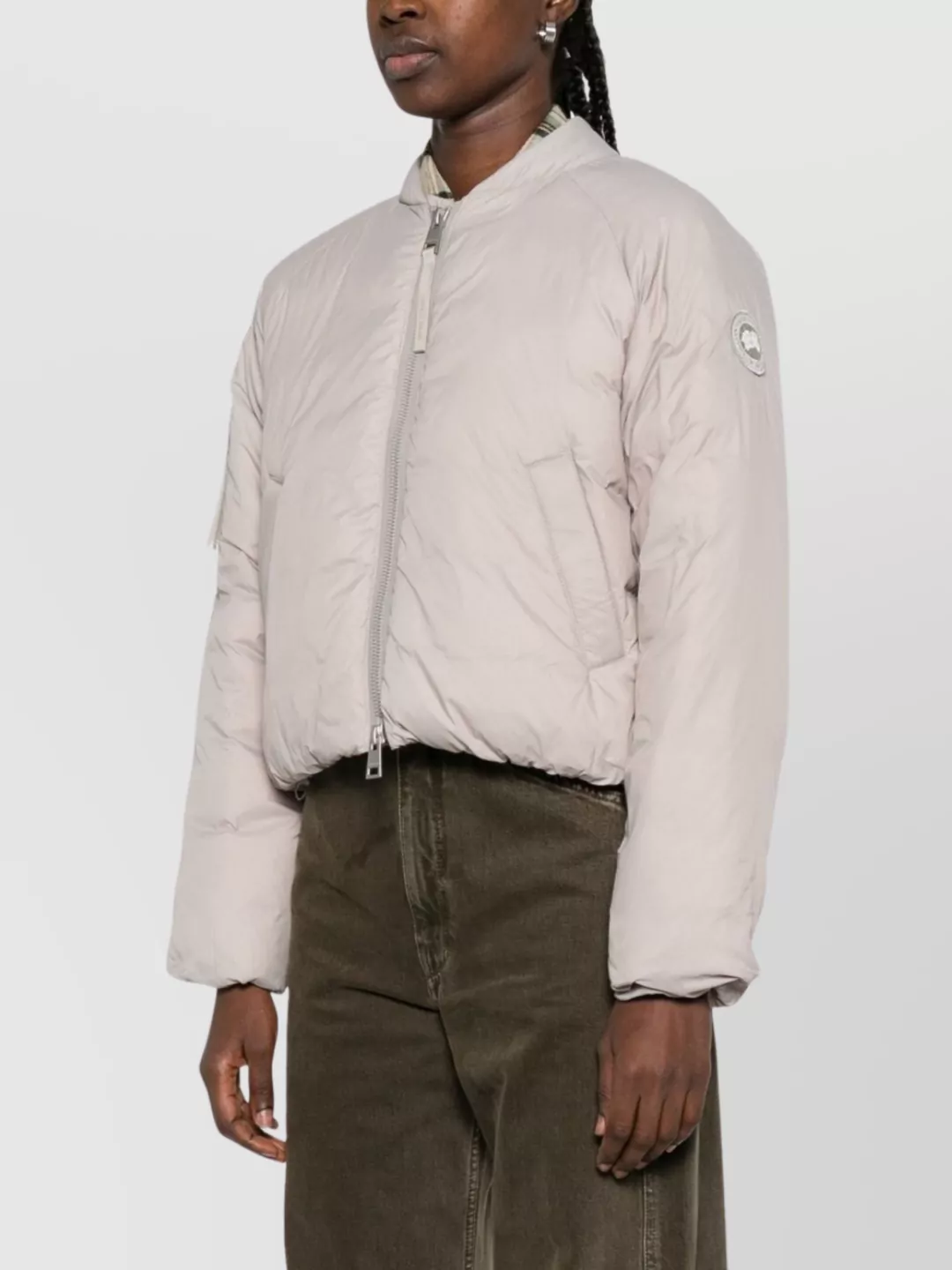 Canada Goose Quilted Bomber Jacket Featuring Long Sleeves