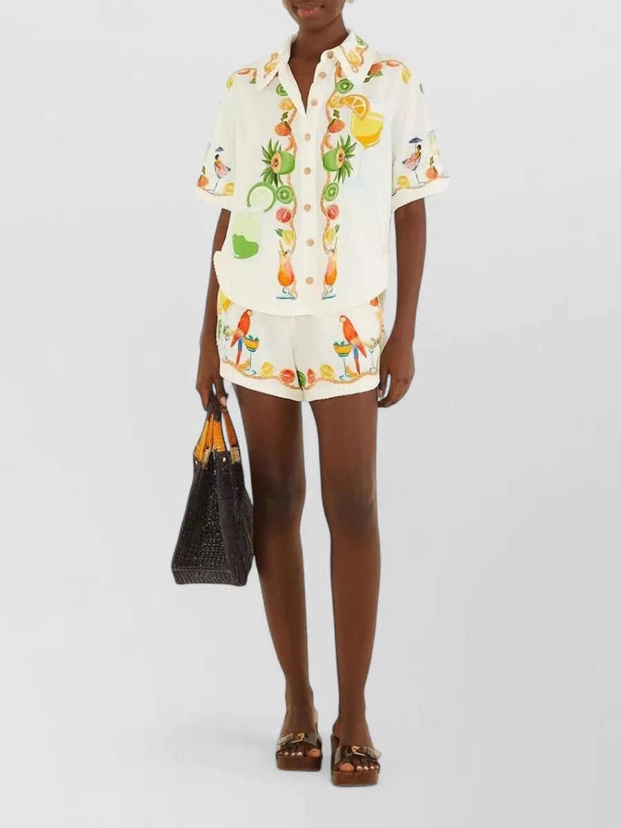 Farm Rio Embroidered Short-Sleeve Shirt