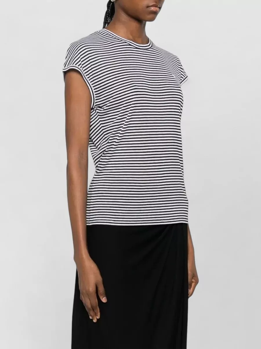 Tom Ford Viscose Stripe Crew Neck T Shirt