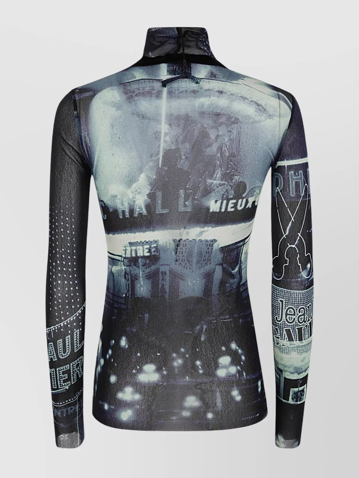 Jean Paul Gaultier Mesh Top Printed Pigalle Longsleeve In Black