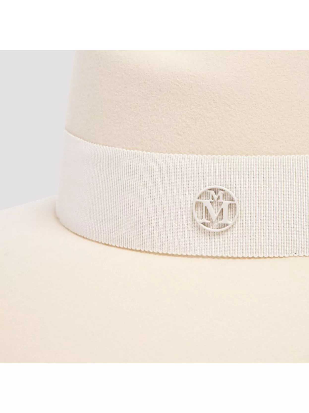 Maison Michel Fedora Hat With Grosgrain Ribbon Band In White
