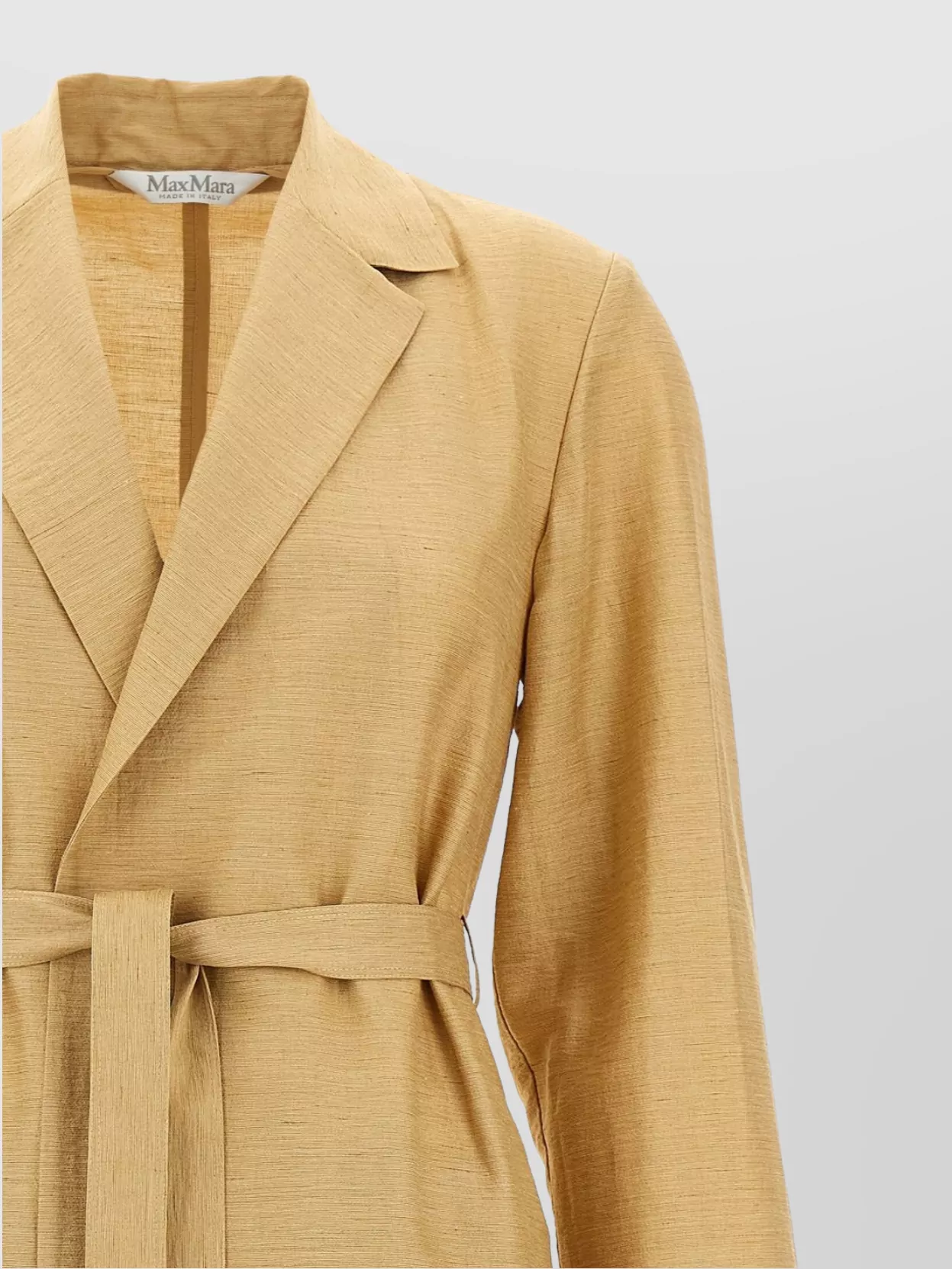 Shop Max Mara Long Coat Cinched At Waist