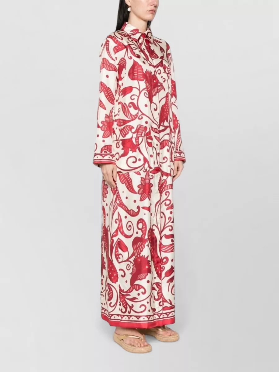 F.r.s For Restless Sleepers Silk Printed Long Shirt Maxi Dress