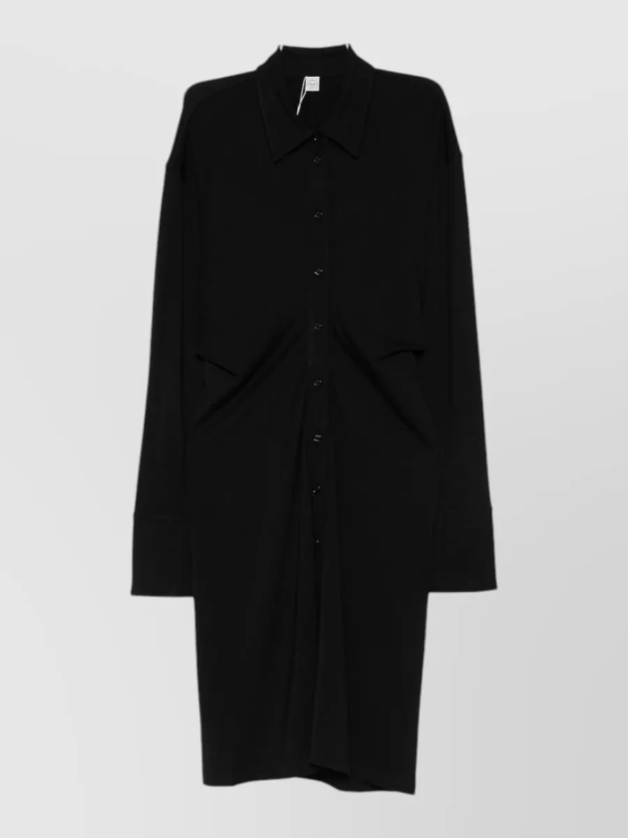 Totême ruched long-sleeve shirt dress