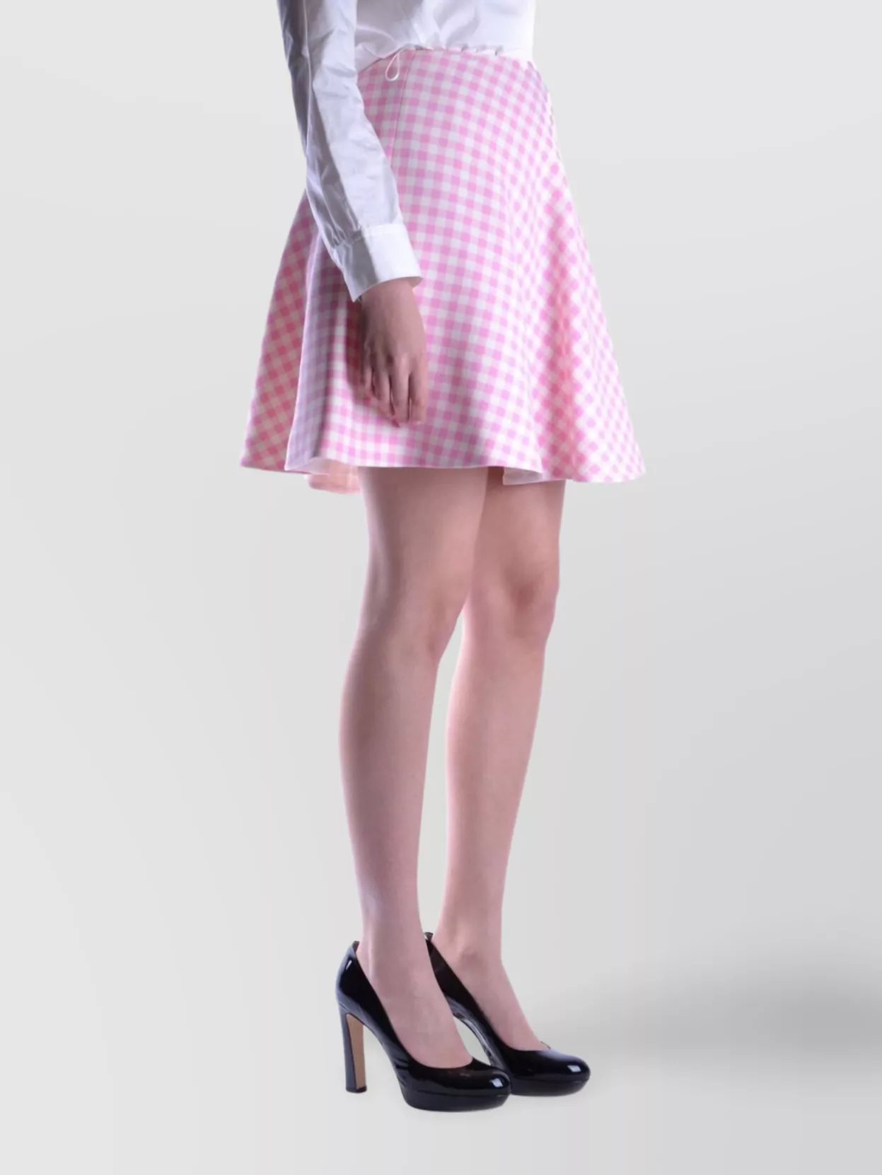 Prada High-Waisted A-Line Skirt Checkered Pattern