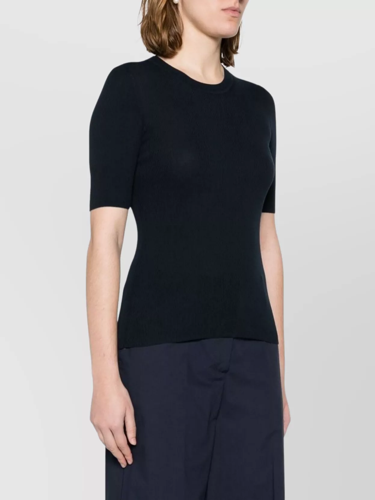 P.a.r.o.s.h Wool Crew Neck Top With Ribbed Texture