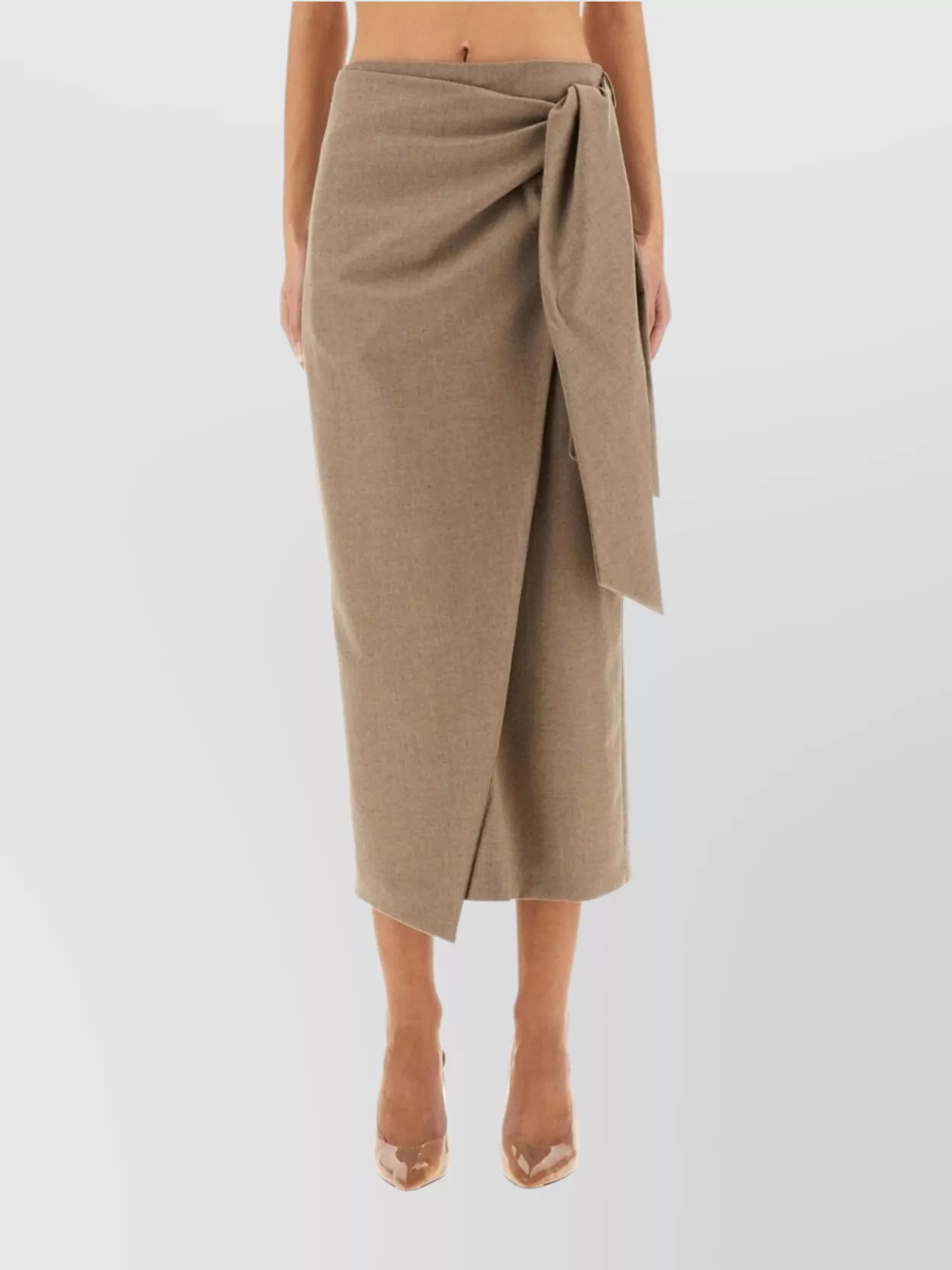 Max Mara High Waist Midi Wrap Skirt With Tie
