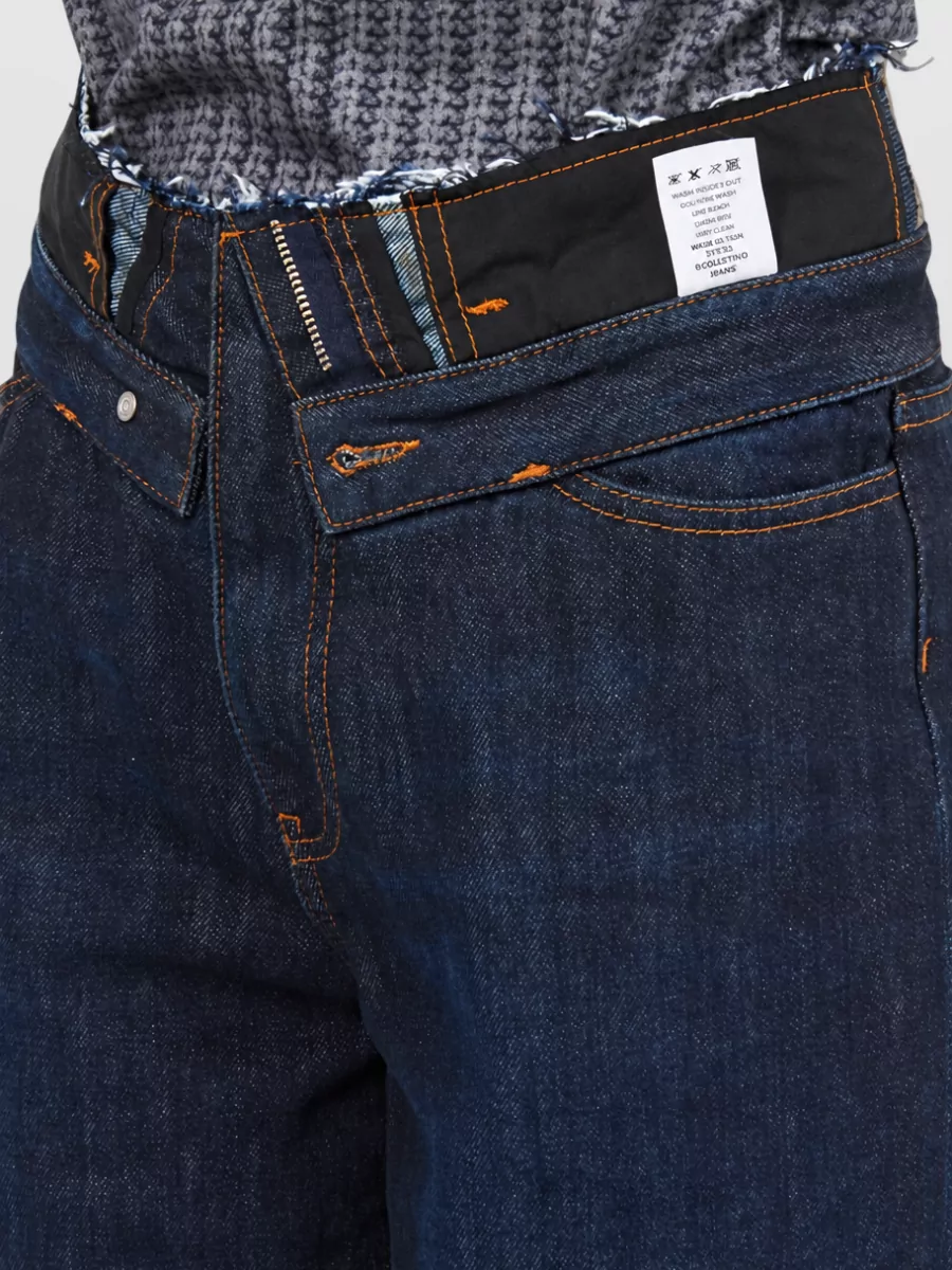 Mm6 Maison Margiela Deconstructed High-Rise Straight-Leg Denim Jeans