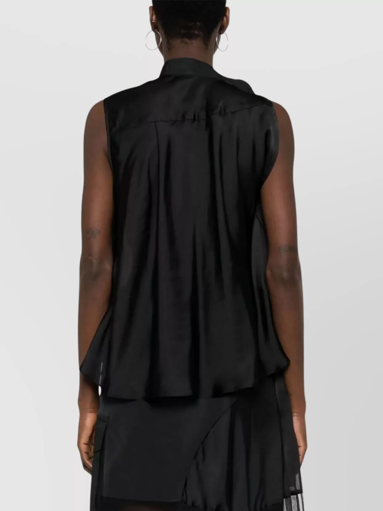 Sacai Sheer Sleeveless Shirt Asymmetric Hem