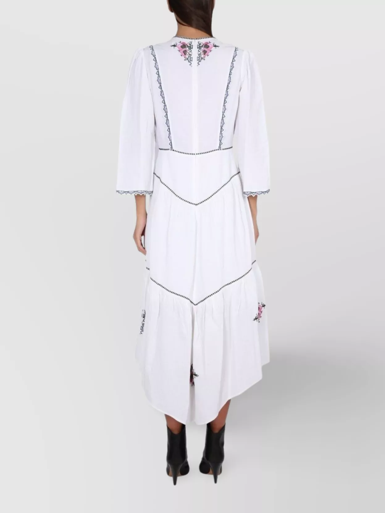 Shop Isabel Marant Sonia Embroidered Tiered Asymmetric Dress