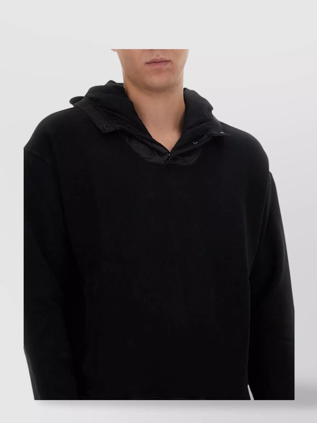 Ten C Front Pocket Hooded Sweater With Ribbed Finish