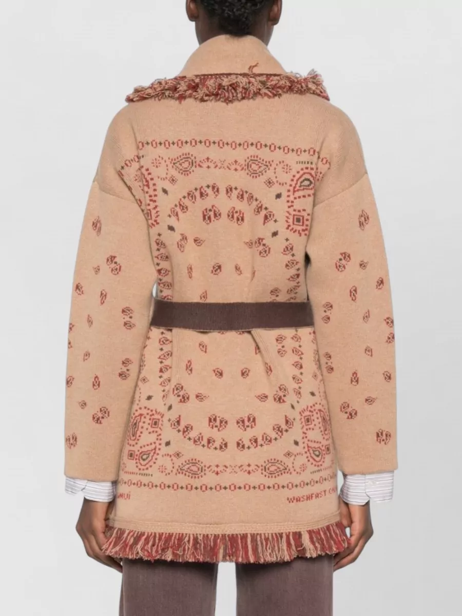 Alanui Cashmere Jacquard Belted Cardigan
