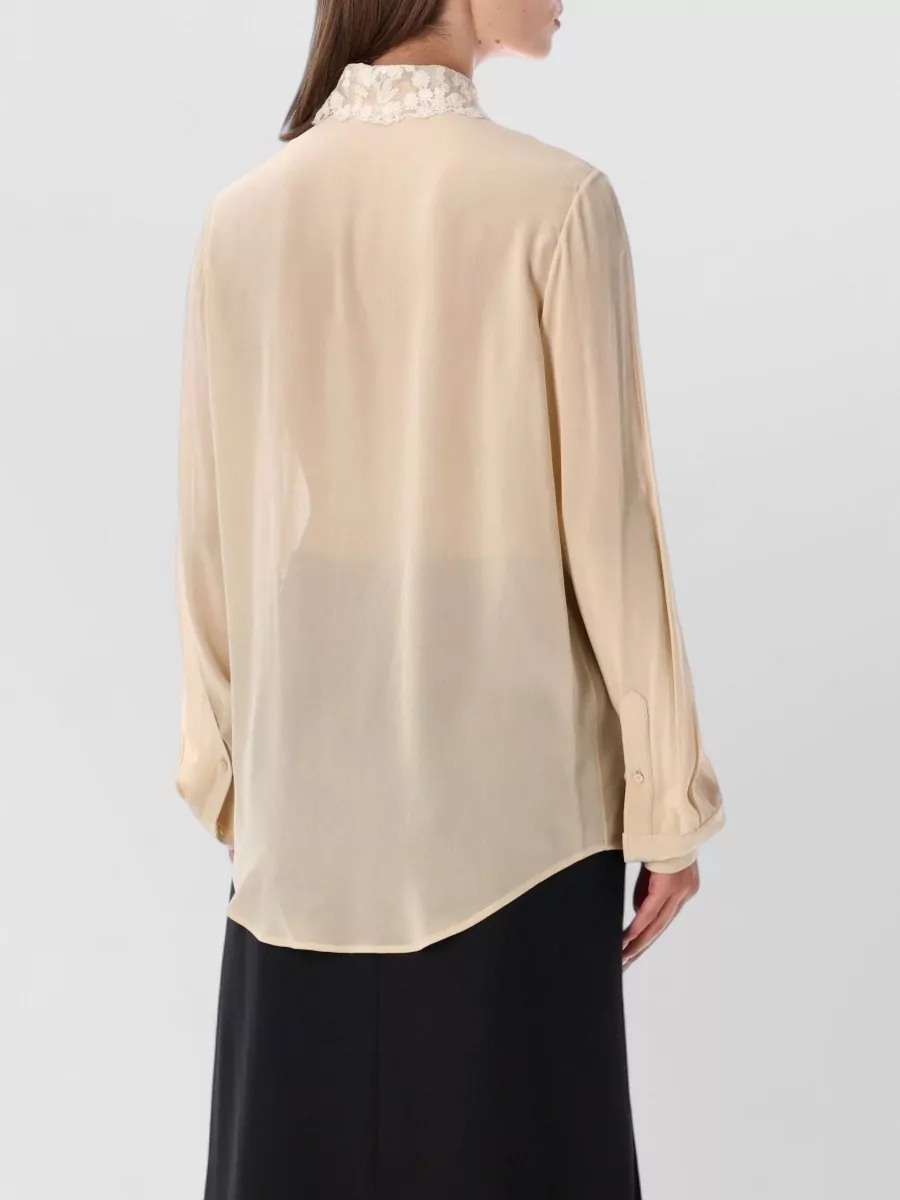 Fendi Silk Slim-Fit Lace-Trim Blouse