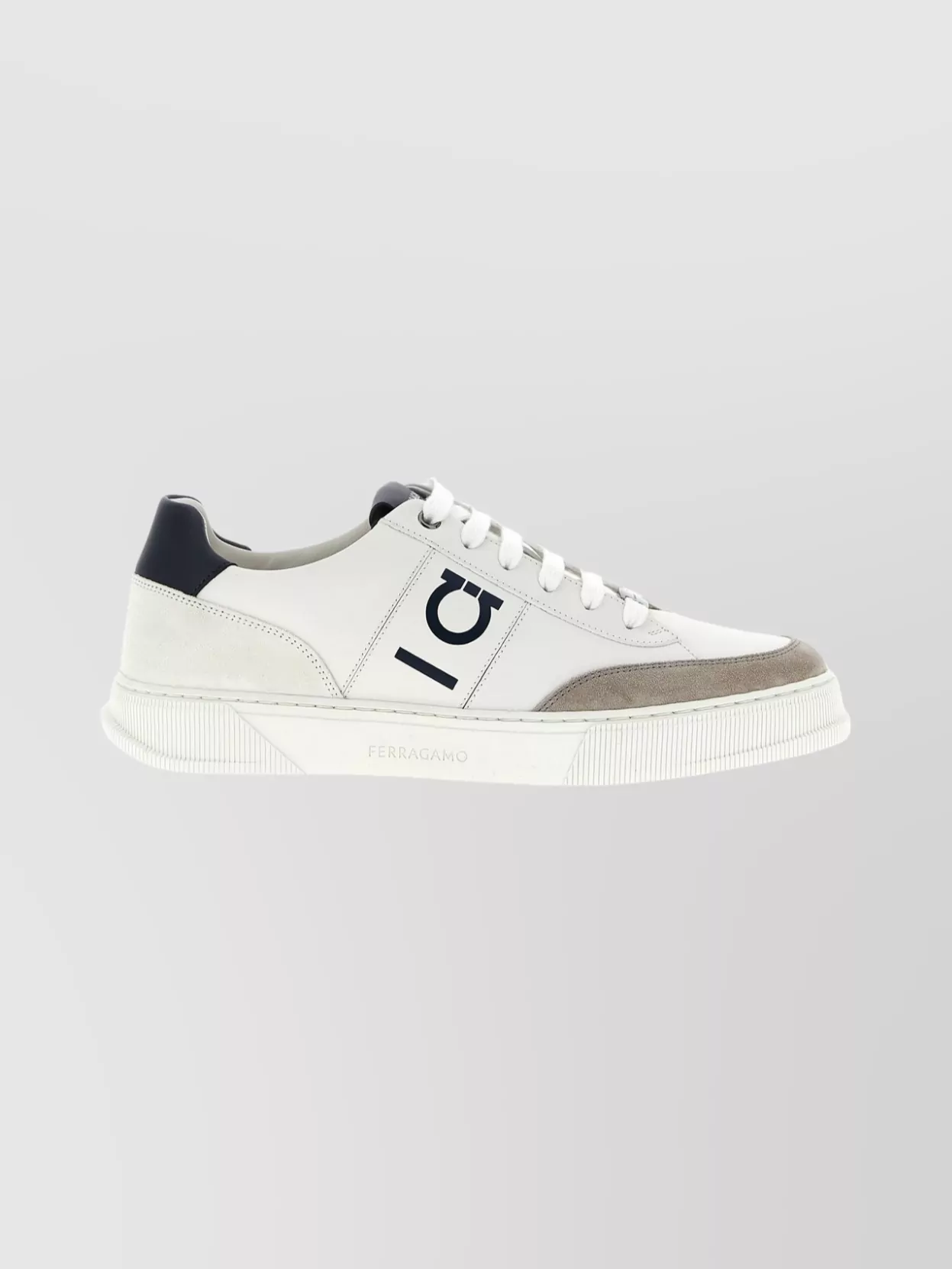 Ferragamo Sneakers With Contrasting Heel Tab And Round Toe