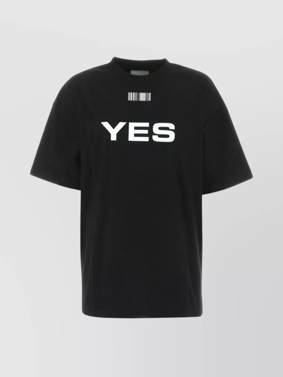 Shop Vtmnts Contrasting Prints Oversize Cotton T-shirt In Black
