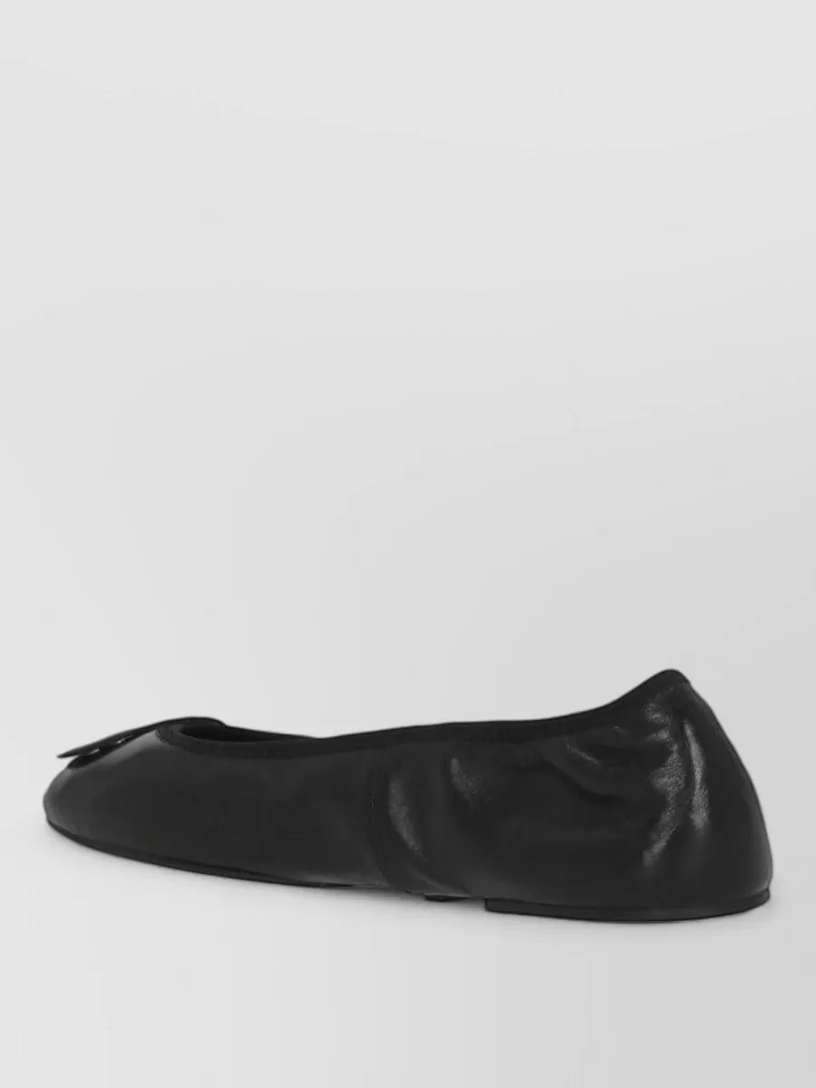 Tory Burch Leather Logo-Buckle Ballerina Flats